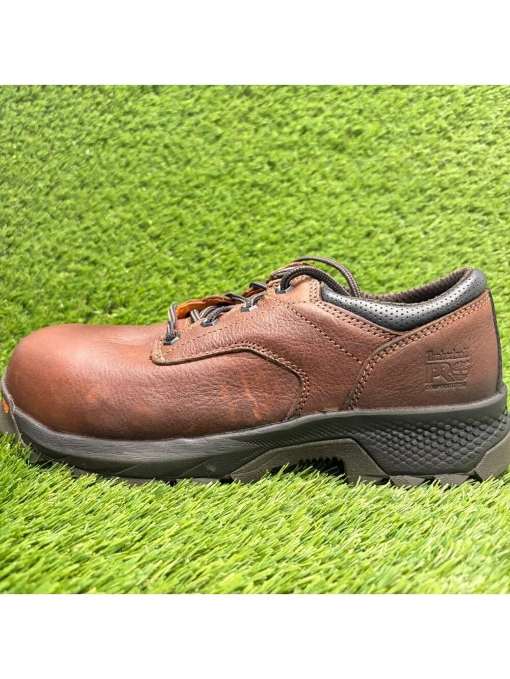 Timberland Pro Titan EV Men Size 9.5 Brown Composite Toe Safety Work Oxford Shoe